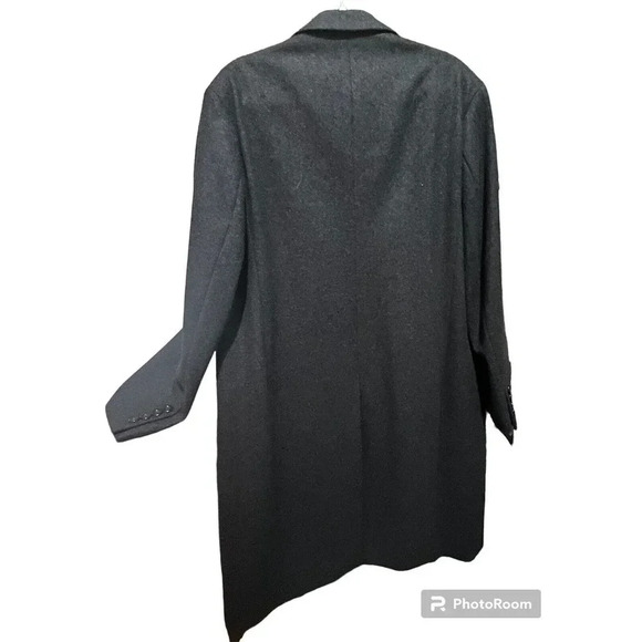 Fortini Mens Charcoal Overcoat Long Wool Blend Winter Coat Business Formal - Picture 2 of 12